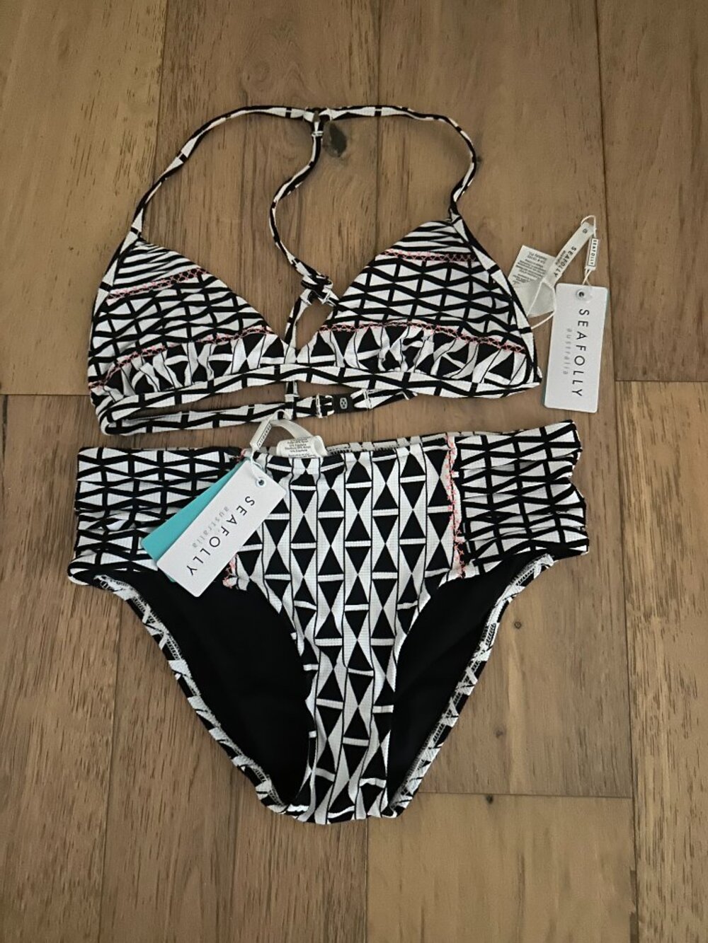 Seafolly Geometric Black and White Bikini Top and bottom